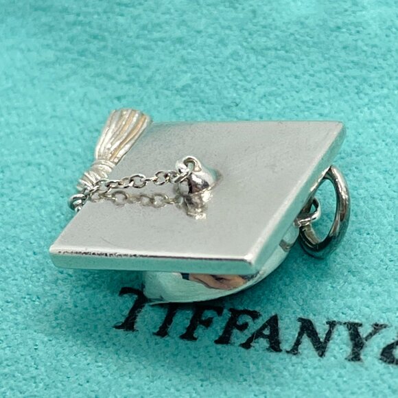 Tiffany & Co. Sterling Silver Graduation Cap Hat Tassel Charm Pendant - Picture 6 of 12